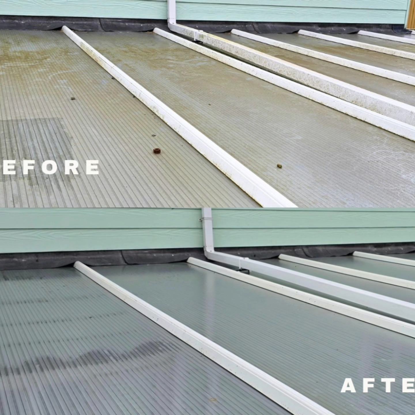 Conservatory roof cleaning before and after
