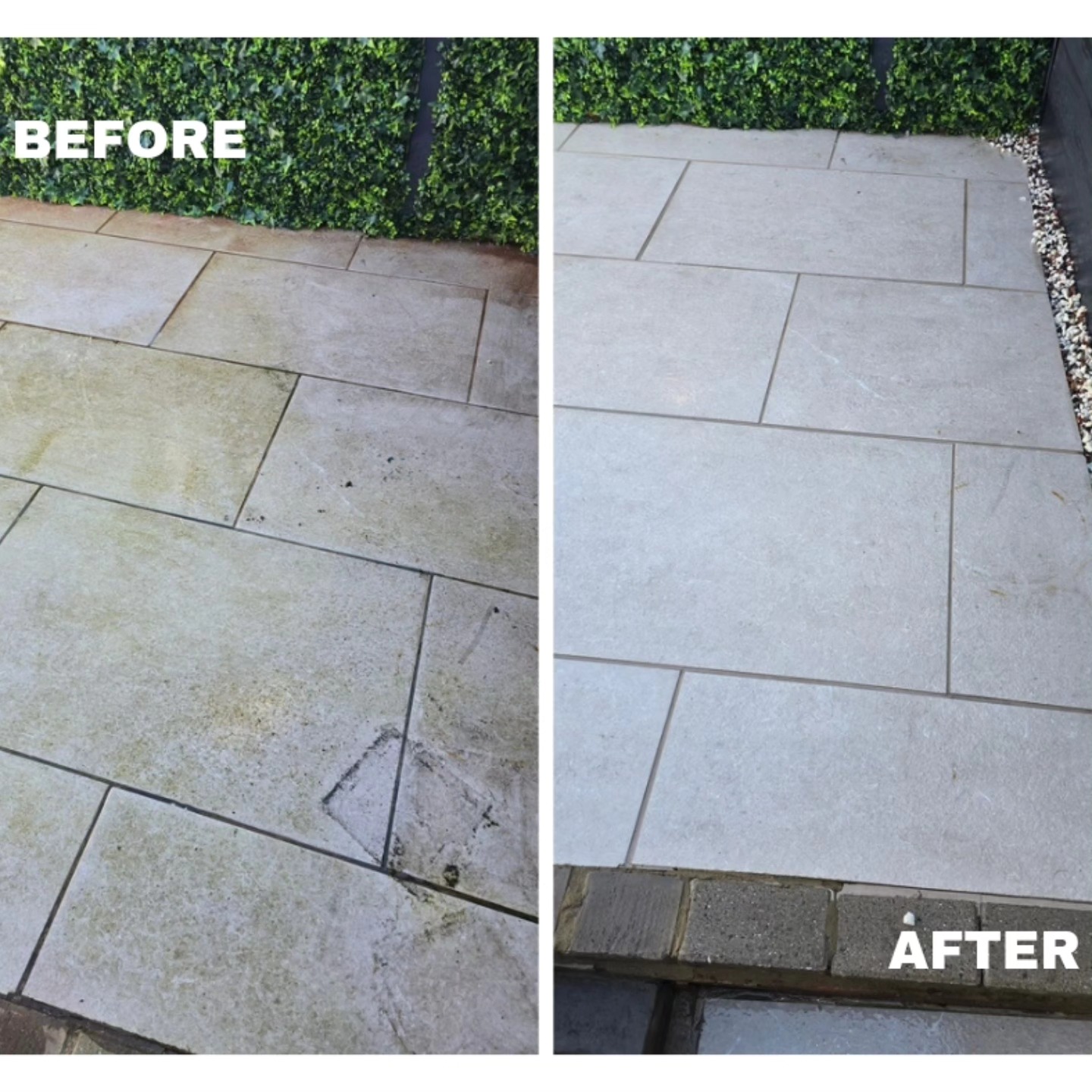 Patio pressure washing before and after